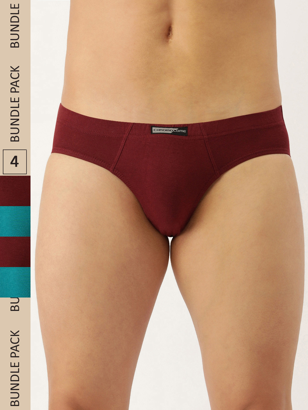 

Chromozome Men Pack Of 4 Pure Cotton Mini Briefs 8902733625395, Maroon
