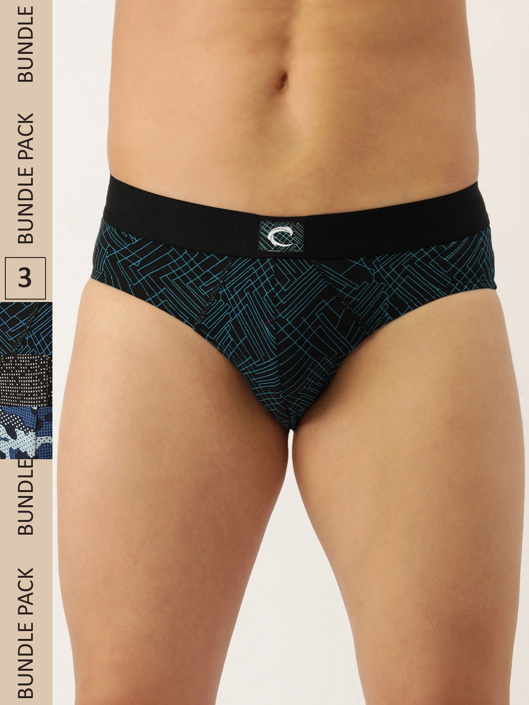 

Chromozome Men Pack Of 3 Premium Printed Briefs 8902733621816, Black