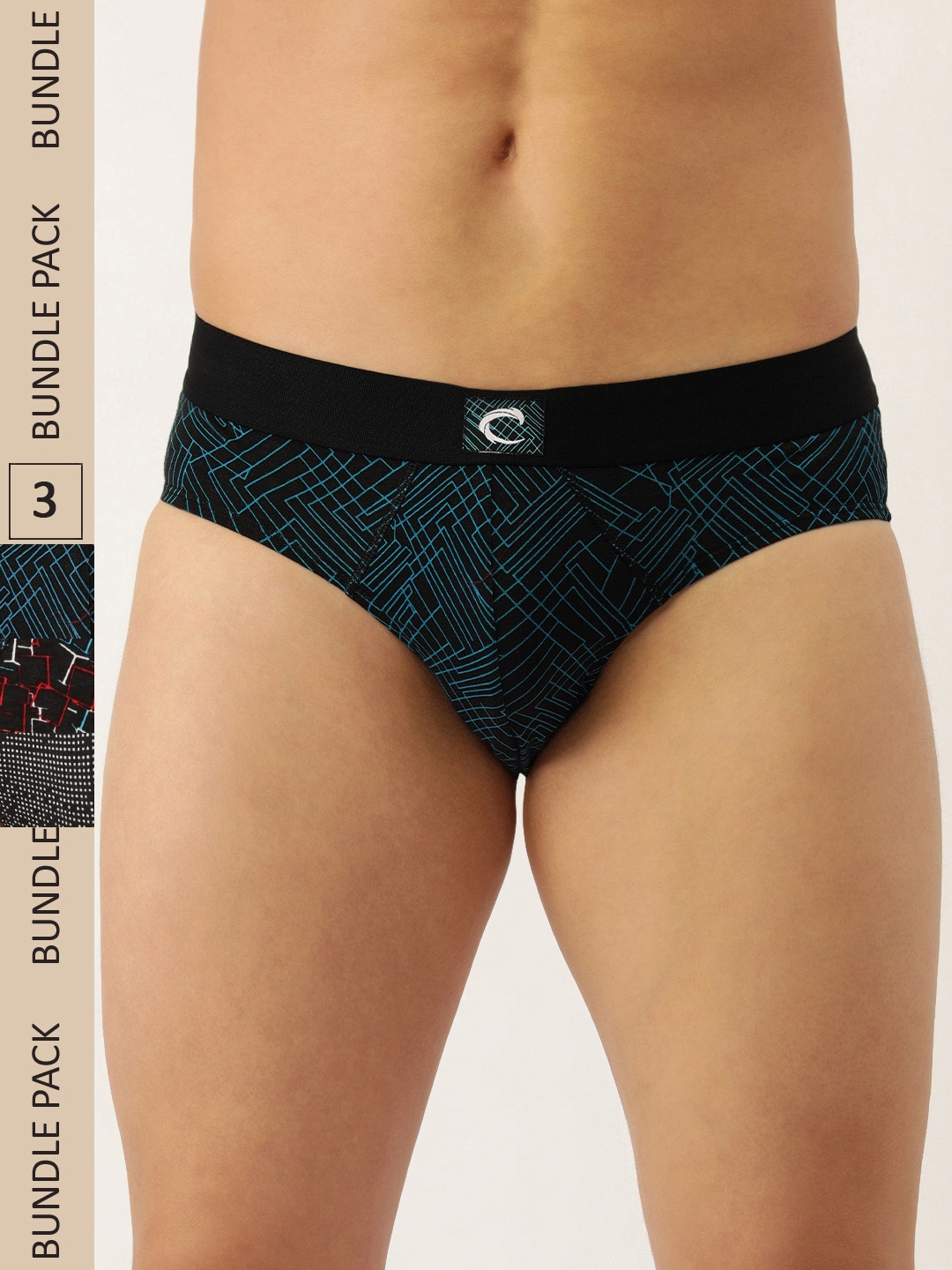 

Chromozome Men Pack Of 3 Premium Printed Briefs 8902733621694, Black