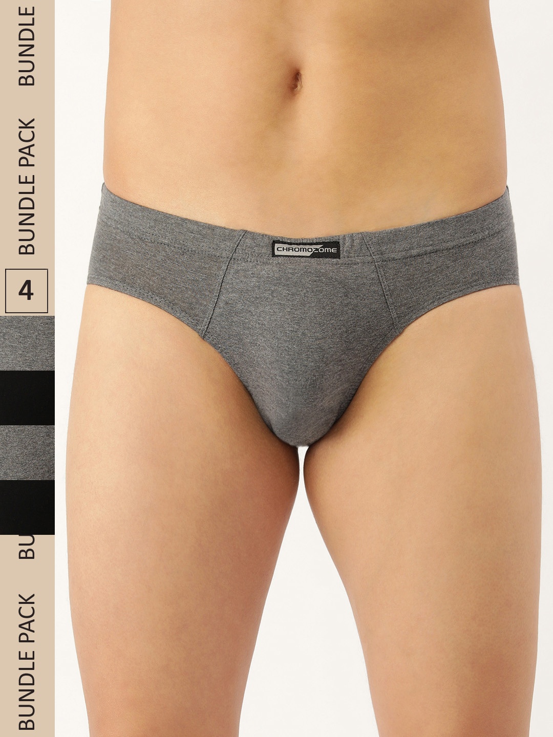 

Chromozome Men Pack of 4 Premium Pure Cotton Mini Briefs 8902733625470-MULTI 5, Grey