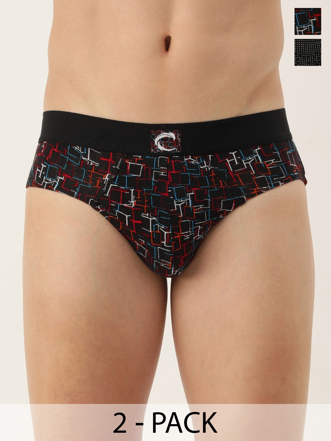 

Chromozome Men Pack of 2 Premium Printed Mid-Rise Briefs 8902733621373, Black