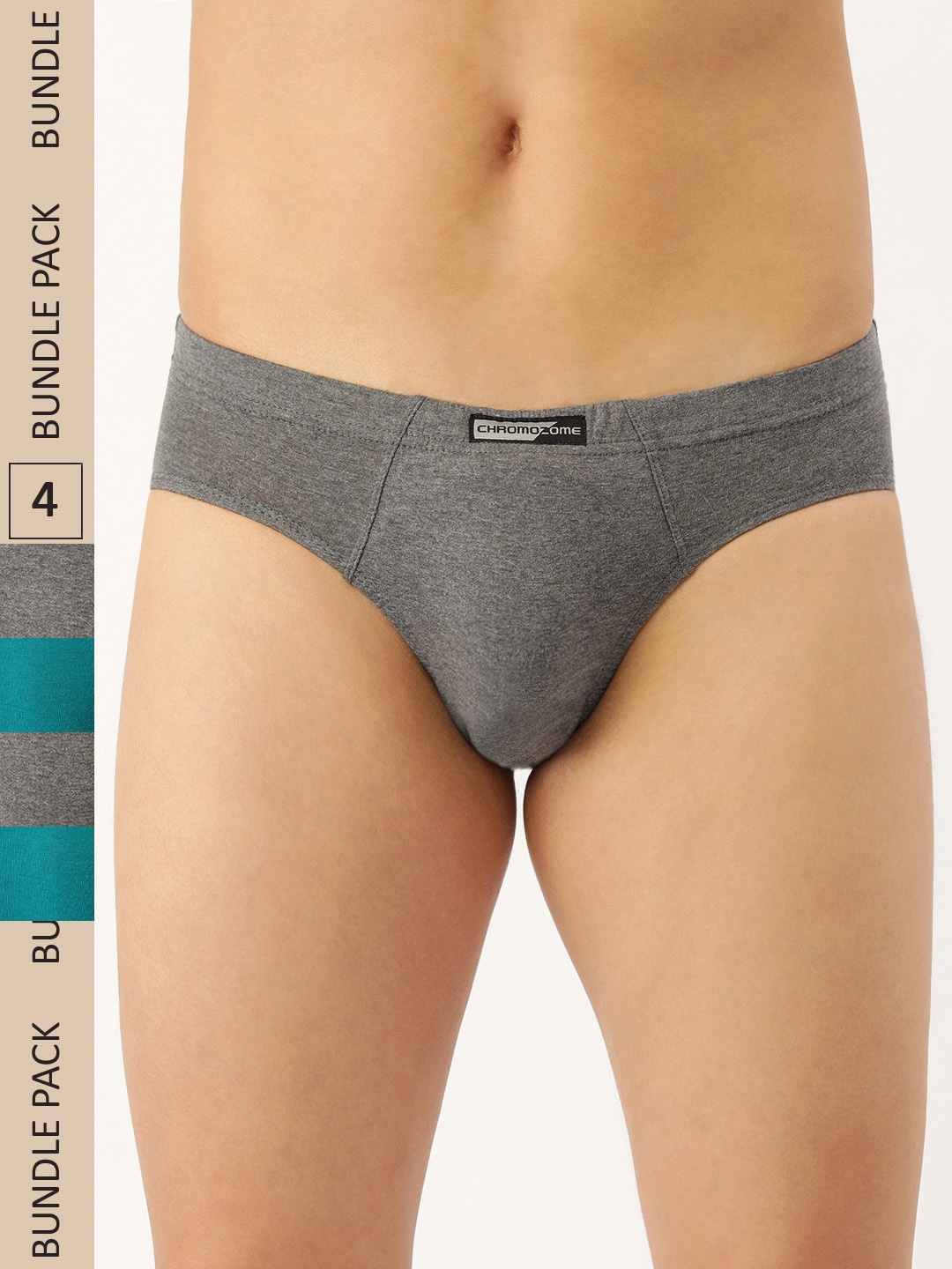 

Chromozome Men Pack Of 4 Pure Cotton Mini Briefs 8902733625357, Grey