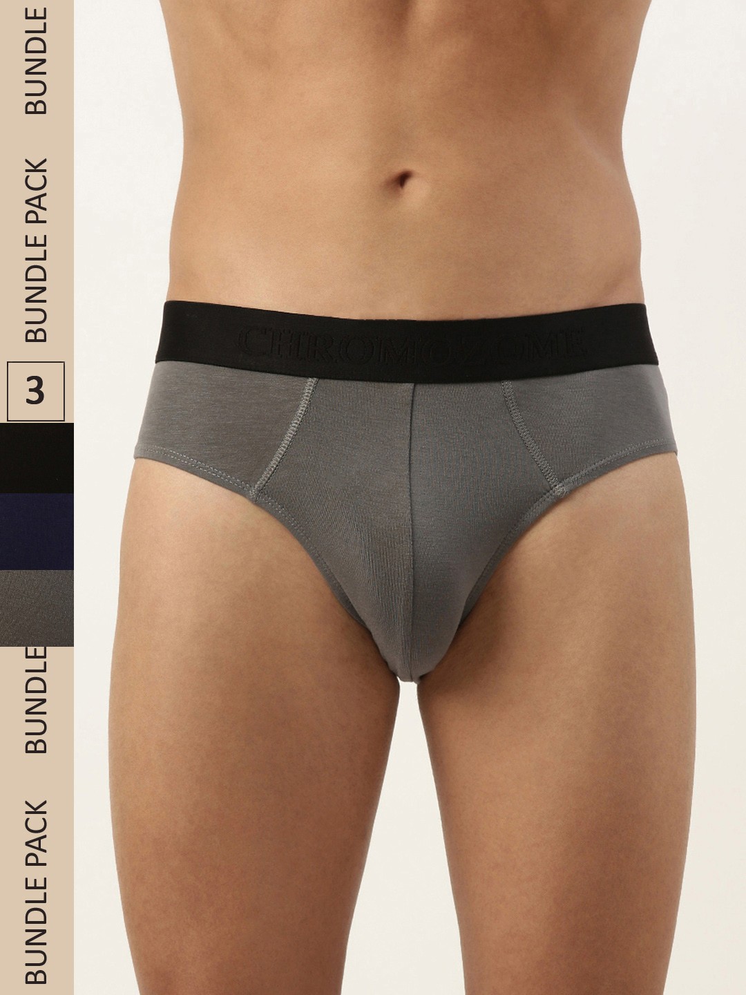 

Chromozome Men Solid Pack of 3 Ultra Premium Micro Modal Briefs 8902733628037, Black