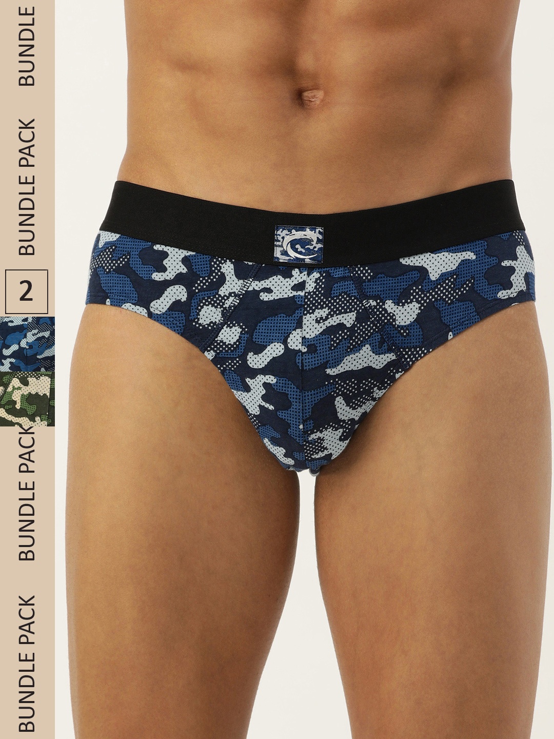 

Chromozome Men Pack of 2 Premium Cotton-Stretch Printed Briefs 8902733621175, Black