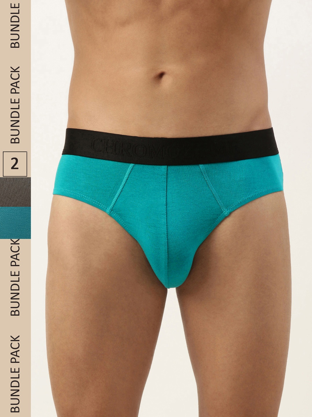 

Chromozome Men Pack of 2 Solid Ultra-Premium Micro-Modal Briefs 8902733627511, Sea green