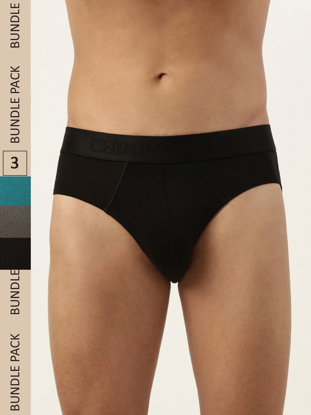 

Chromozome Men Solid Pack of 3 Ultra Premium Micro Modal Briefs 8902733627870, Black