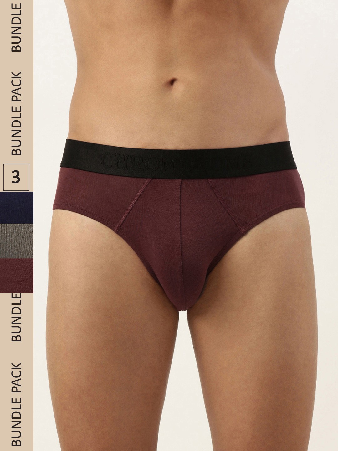 

Chromozome Men Pack of 3 Ultra-Premium Micro-Modal Briefs 8902733628075, Burgundy