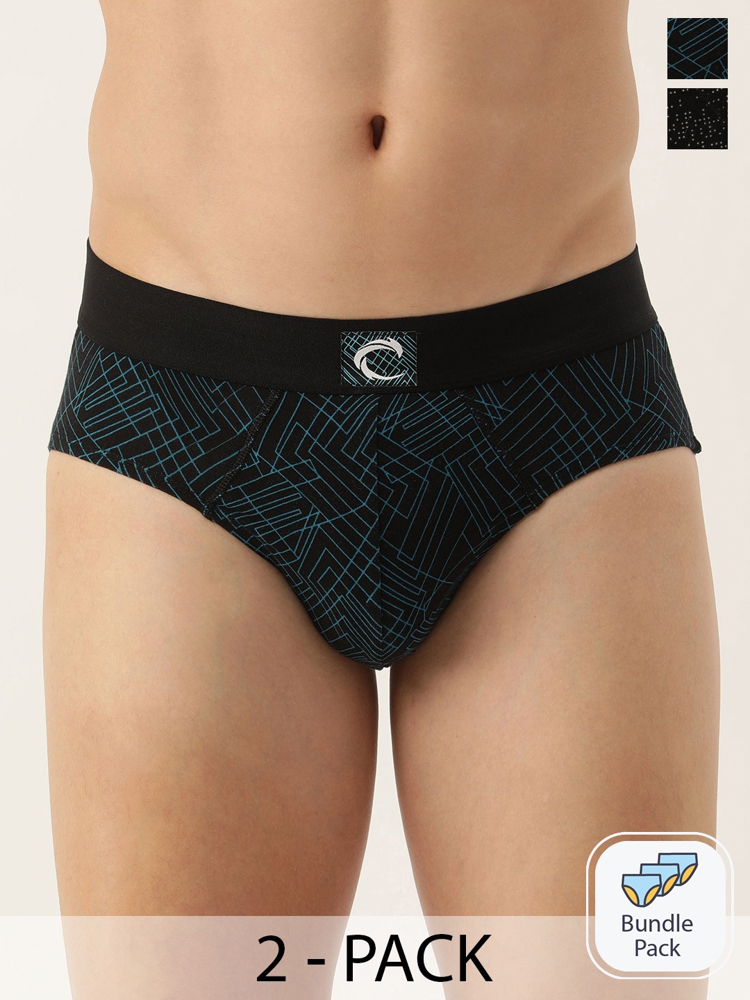 

Chromozome Men Pack of 2 Premium Printed Briefs 8902733621496, Black