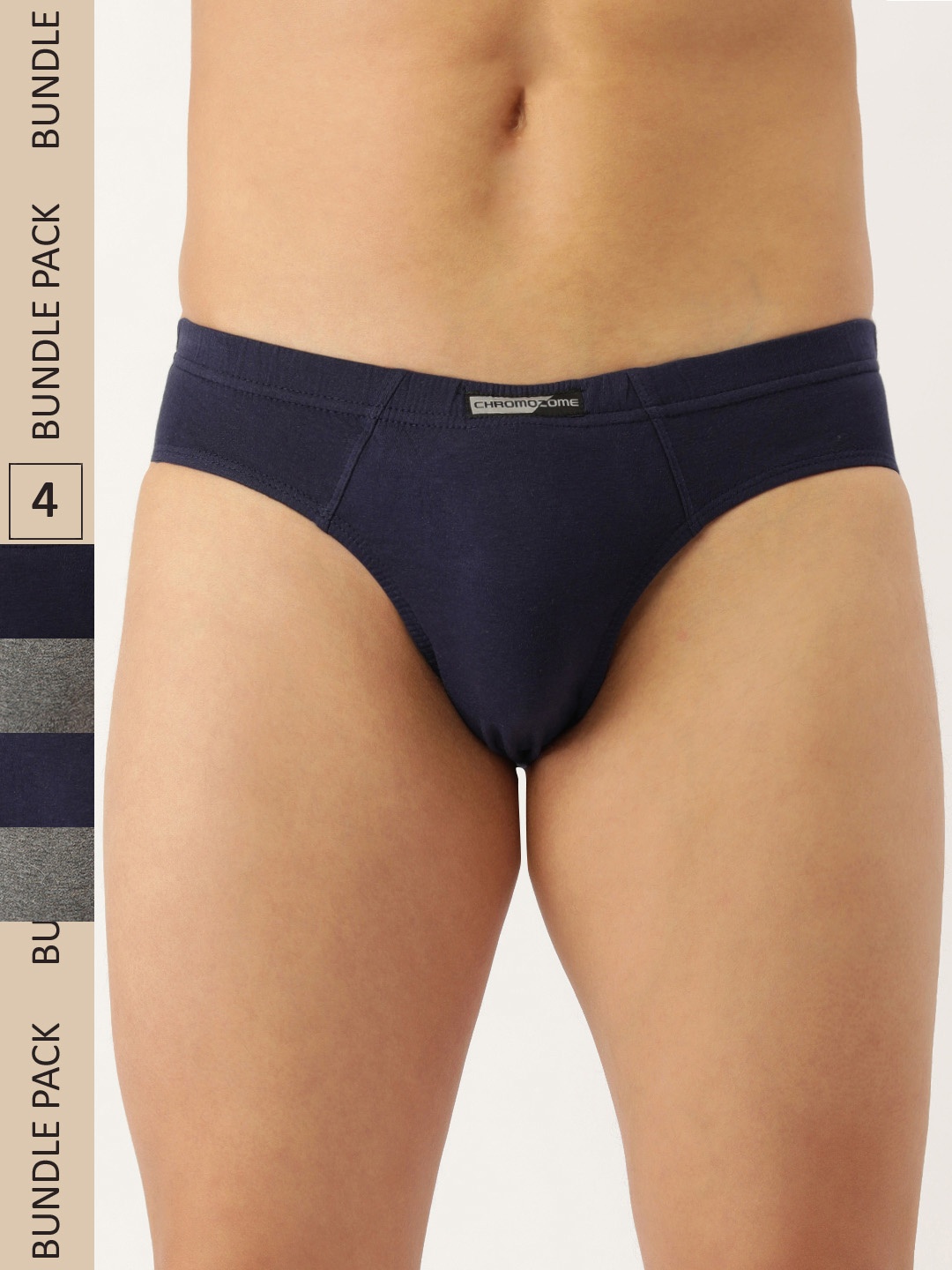 

Chromozome Men Pack of 4 Premium Pure Cotton Mini Briefs 8902733625630-MULTI 9, Grey