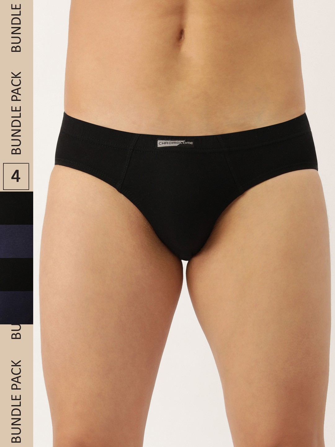 

Chromozome Men Pack Of 4 Pure Cotton Premium Mini Briefs 8902733625555, Black