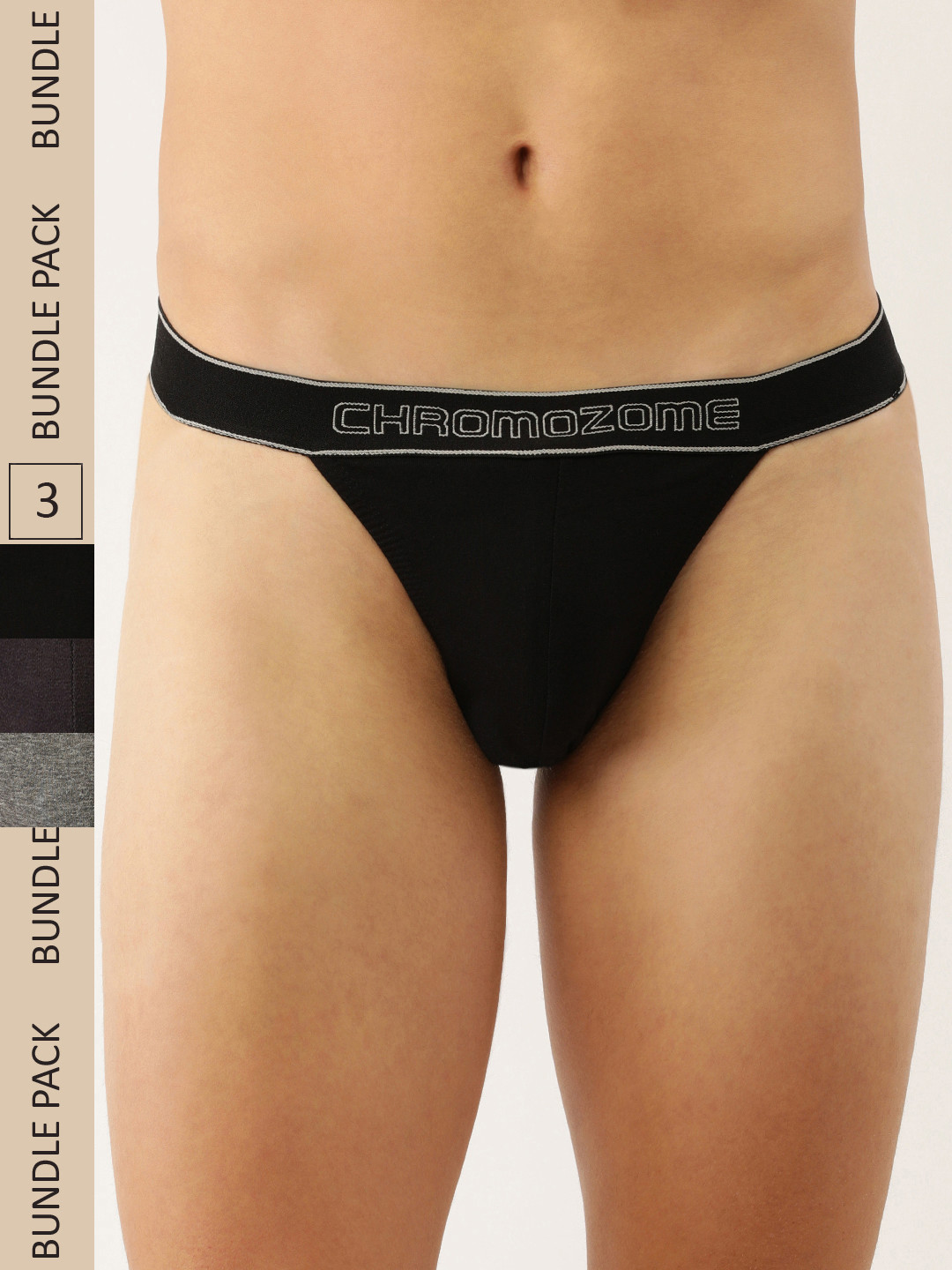 

Chromozome Men Pack of 3 Pure Cotton Brief 8902733626354-MULTI 2, Black