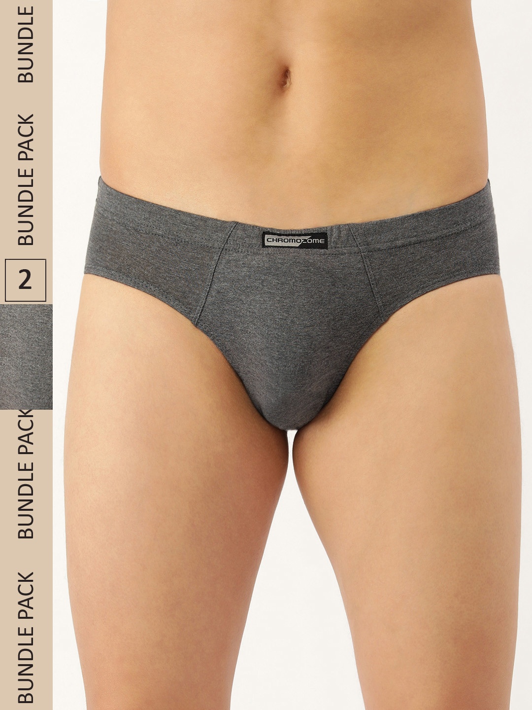 

Chromozome Men Pack Of 2 Pure Cotton Premium Mini Briefs 8902733625197, Grey