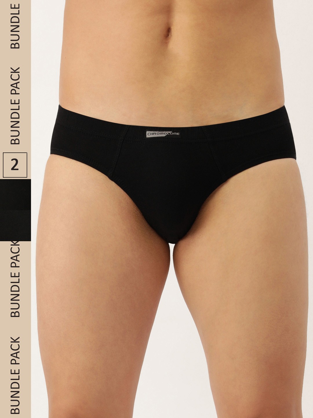 

Chromozome Men Pure Cotton Pack Of 2 Premium Mini Briefs 8902733625159, Black