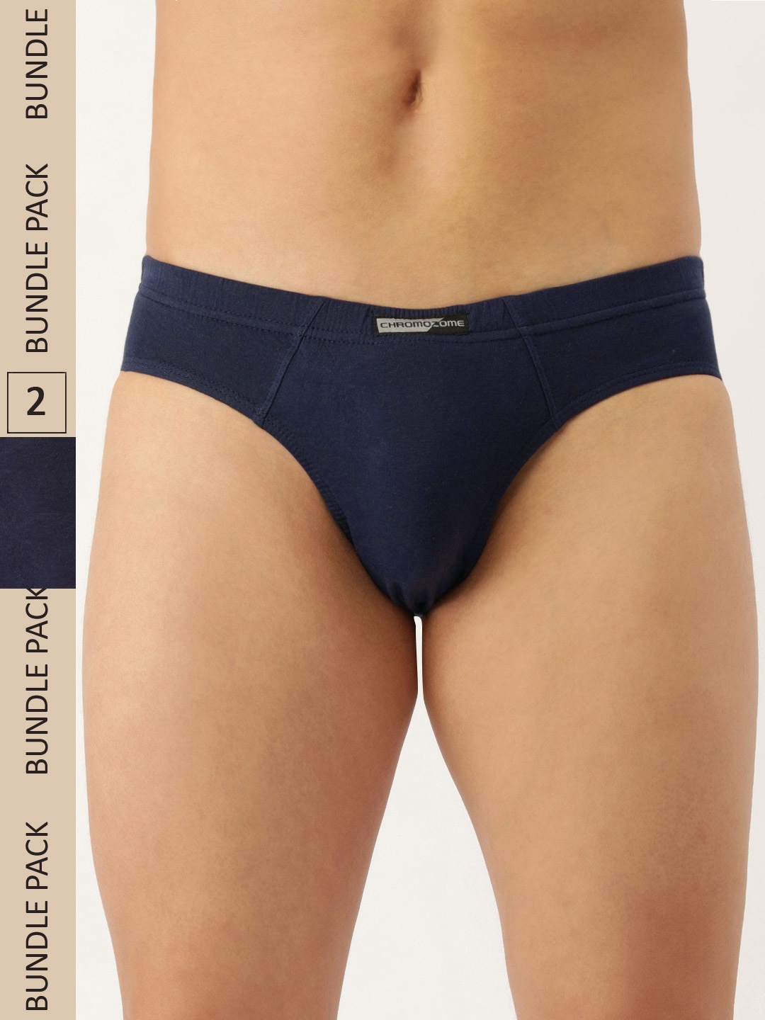 

Chromozome Men Pack Of 2 Pure Cotton Premium Mini Briefs 8902733625272, Navy blue
