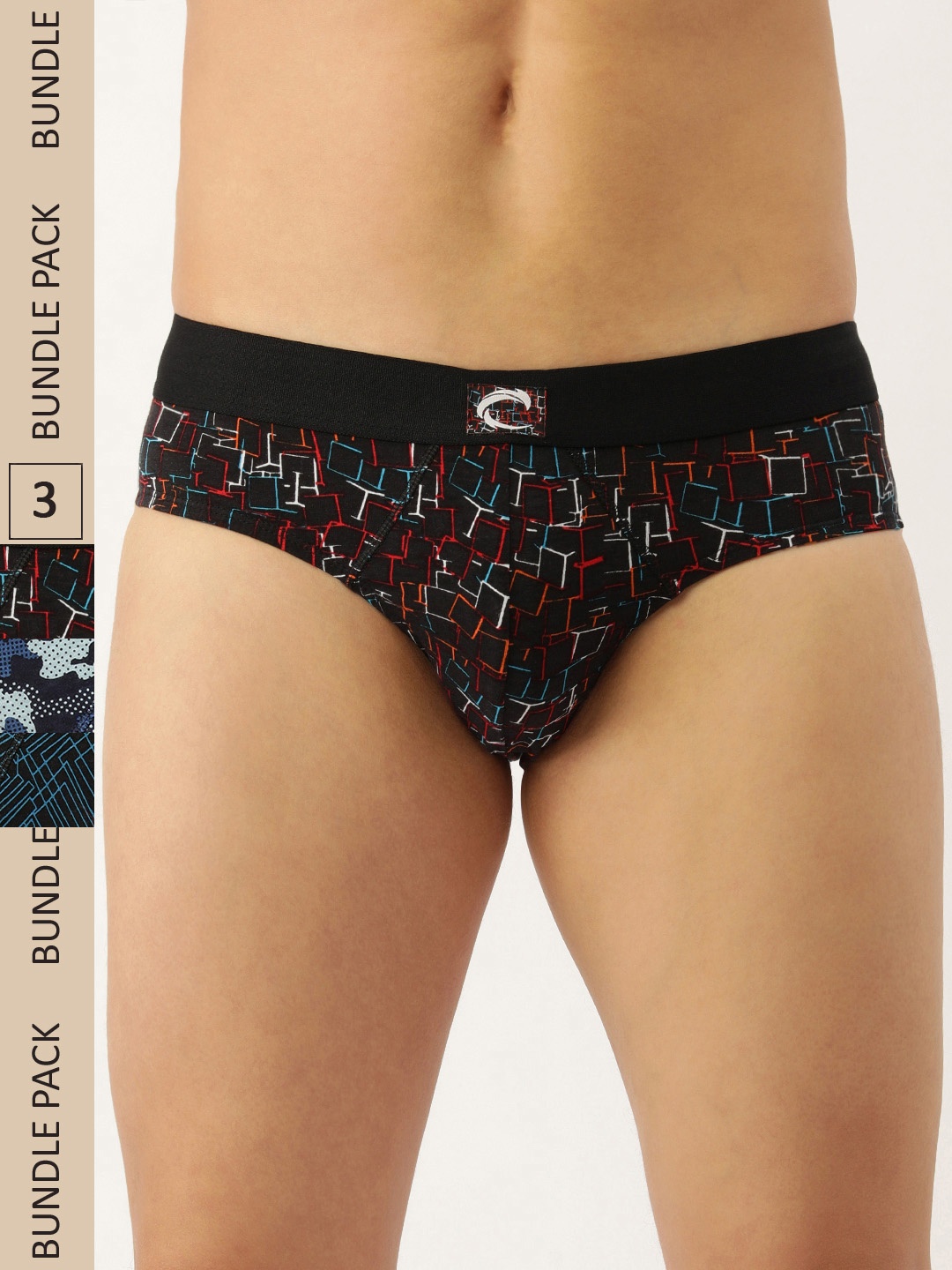 

Chromozome Men Pack Of 3 Premium Printed Briefs 8902733621618-MULTI 3, Black