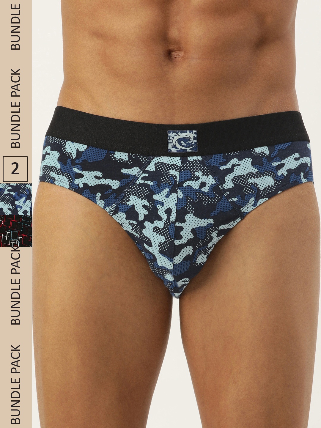 

Chromozome Men Pack of 2 Premium Cotton-Stretch Printed Briefs 8902733621137, Black