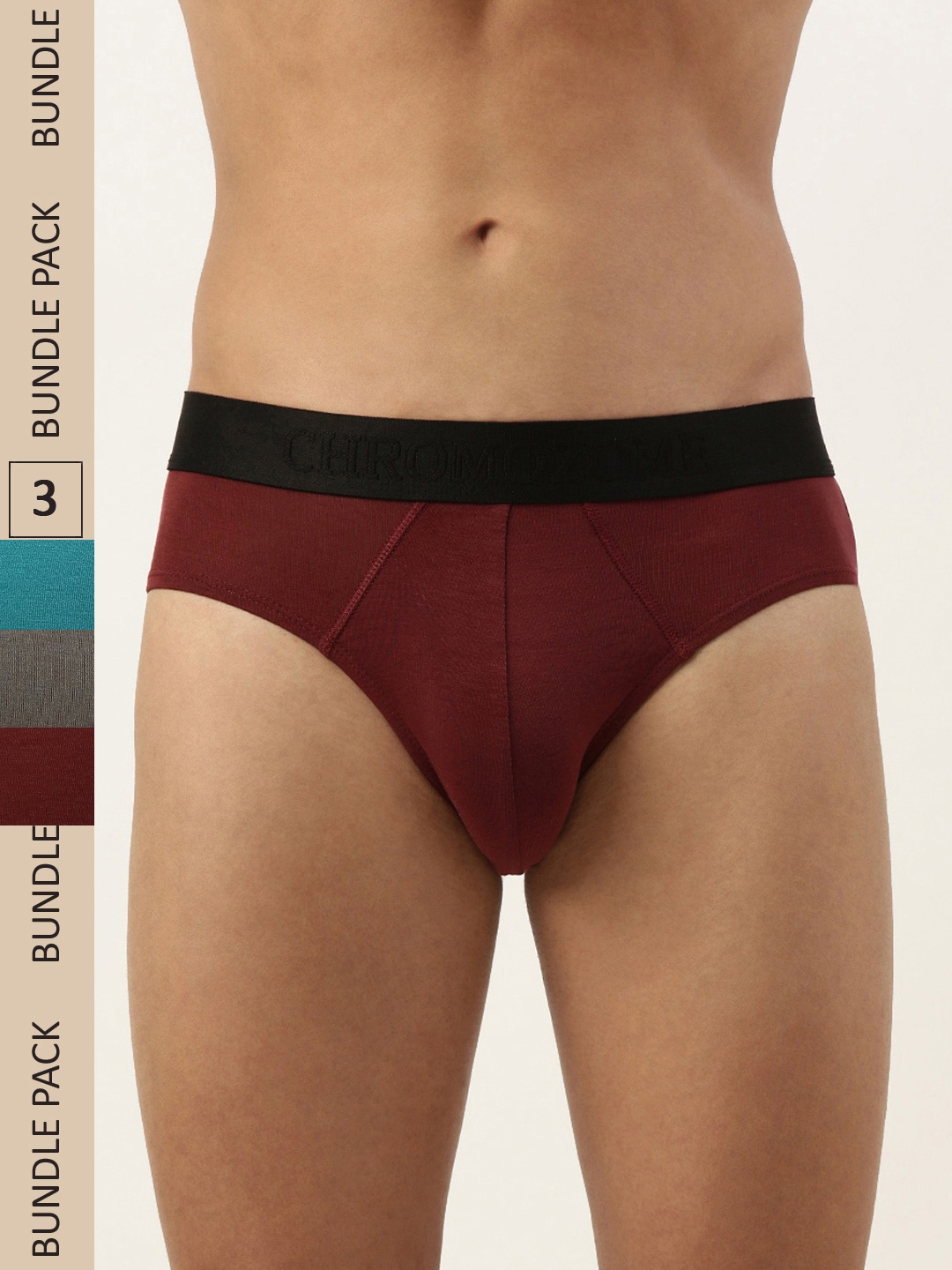

Chromozome Men Solid Pack of 3 Ultra Premium Micro Modal Briefs 8902733628112, Maroon