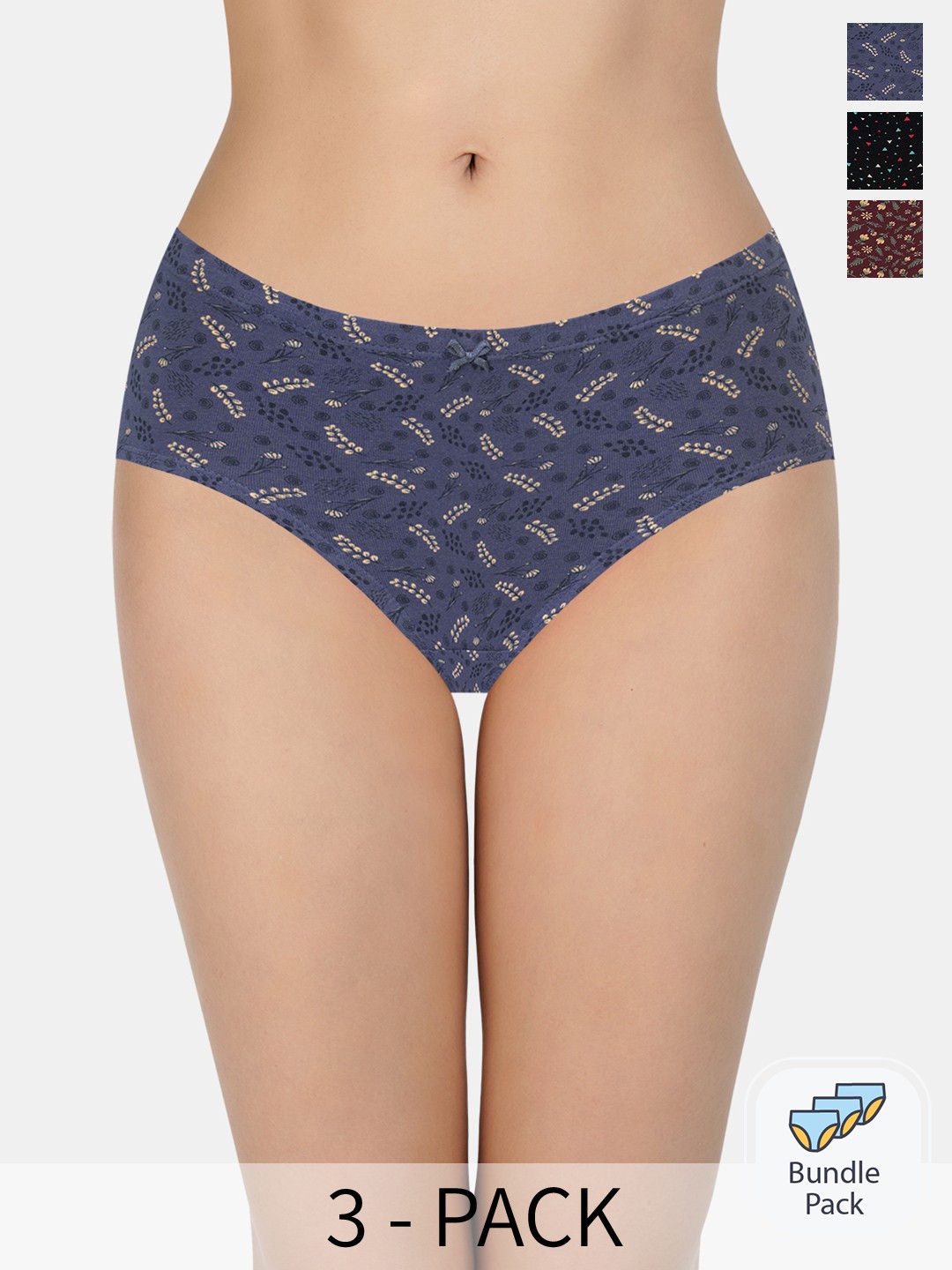 

Amante Women Pack Of 3 Printed Hipster Briefs, Blue