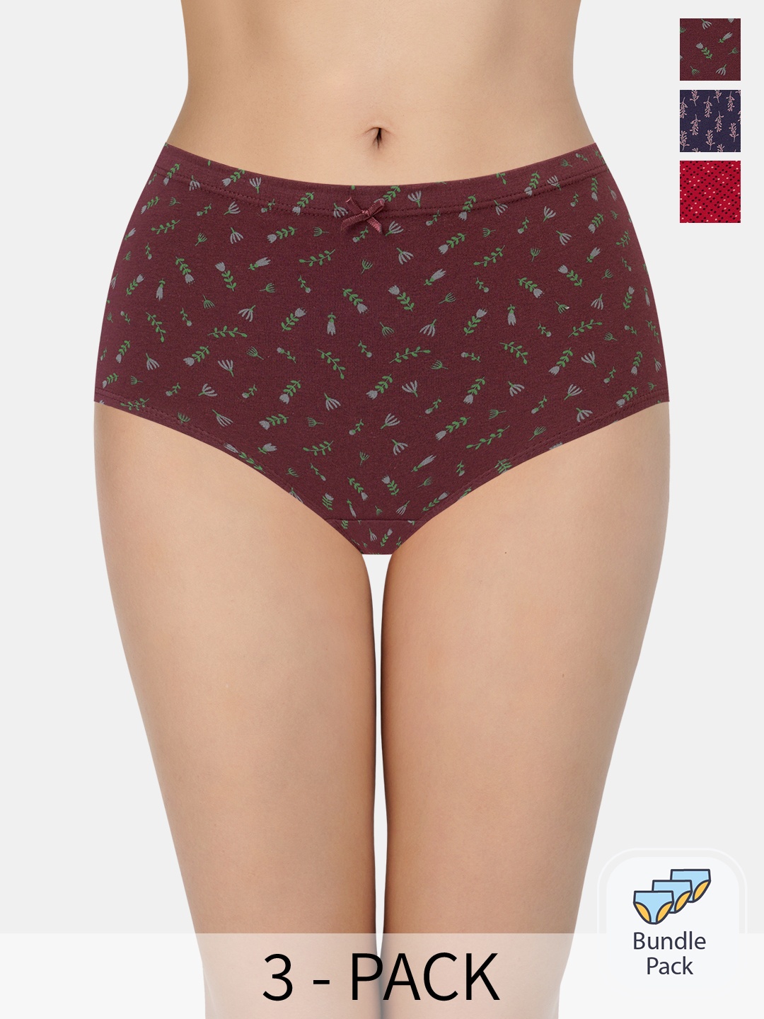 

Amante Women Pack Of 3 Printed Cotton Hipster Briefs, Red