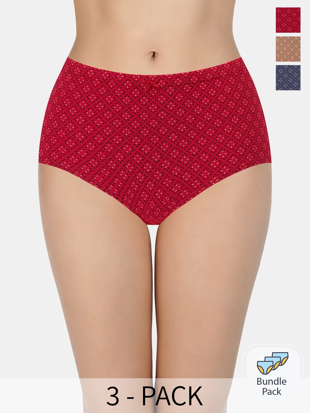 

Amante Women Pack Of 3 Geometric Cotton Briefs, Red