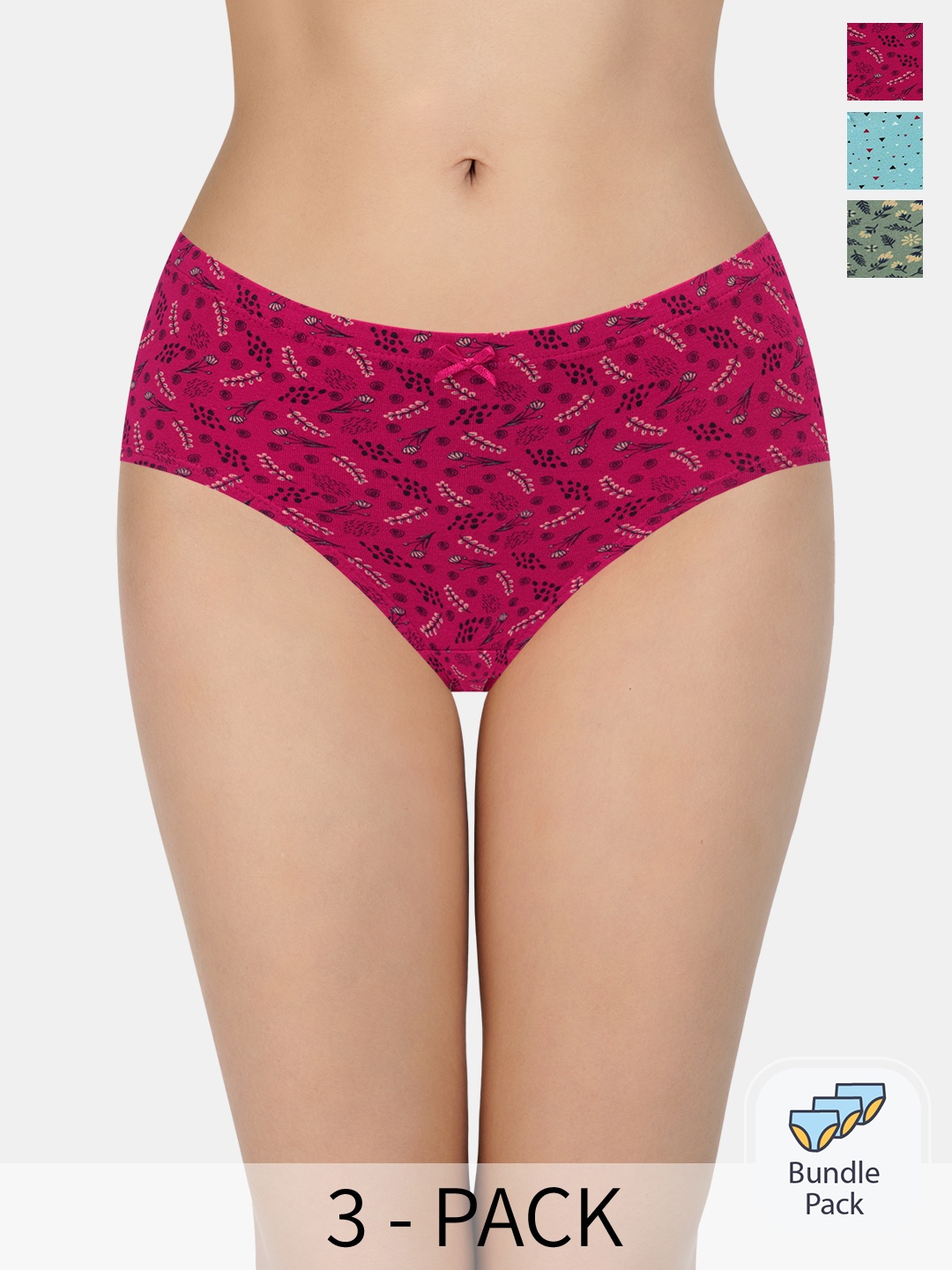 

Amante Women Pack Of 3 Printed Hipster Briefs, Pink