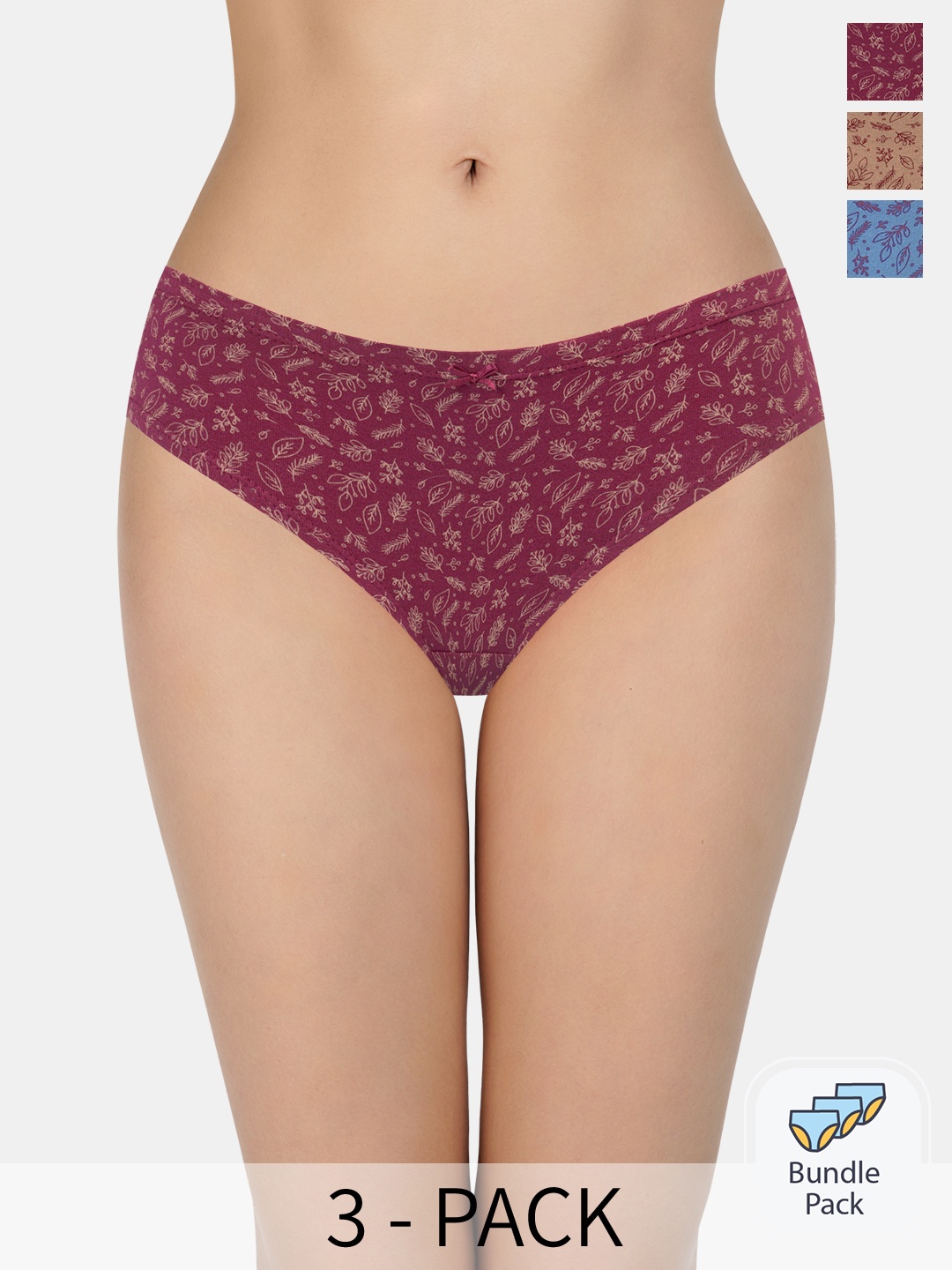 

Amante Women Pack Of 3 Printed Bikini Briefs, Brown