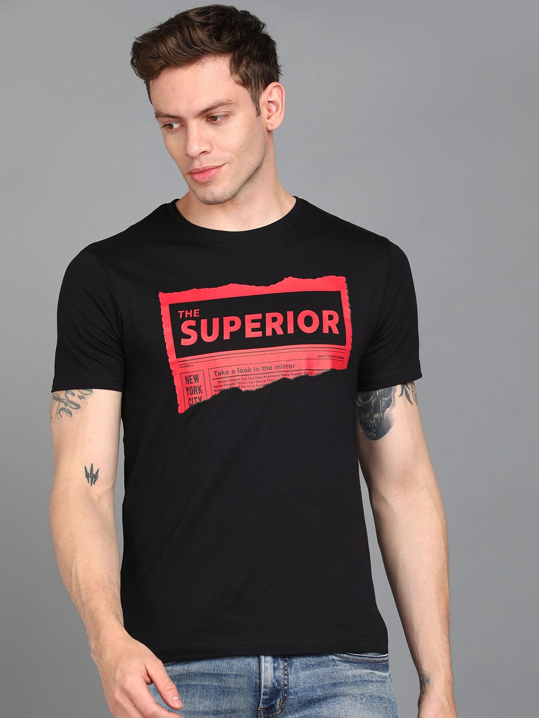 

Urbano Fashion Men Typography Printed Cotton T-shirt, Black