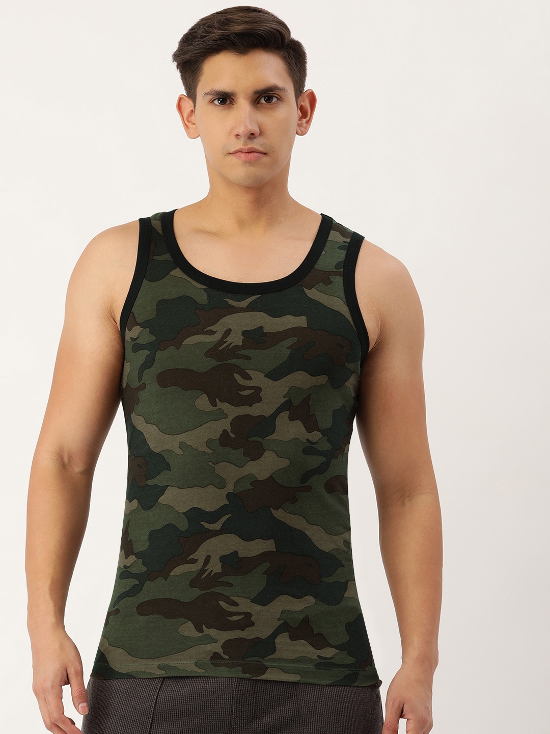 

Premium Pure Cotton Printed Vest, Olive