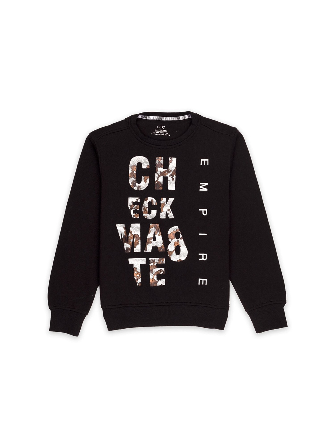 

Status Quo Boys Typography Printed Cotton Pullover Sweatshirt, Black