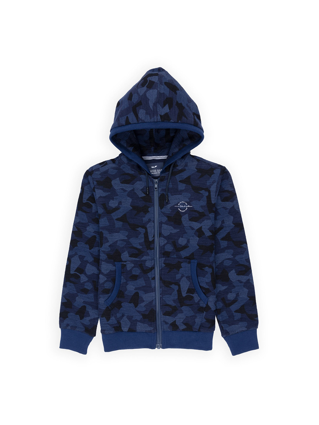 

Status Quo Boys Printed Hooded Cotton Sweatshirt, Navy blue