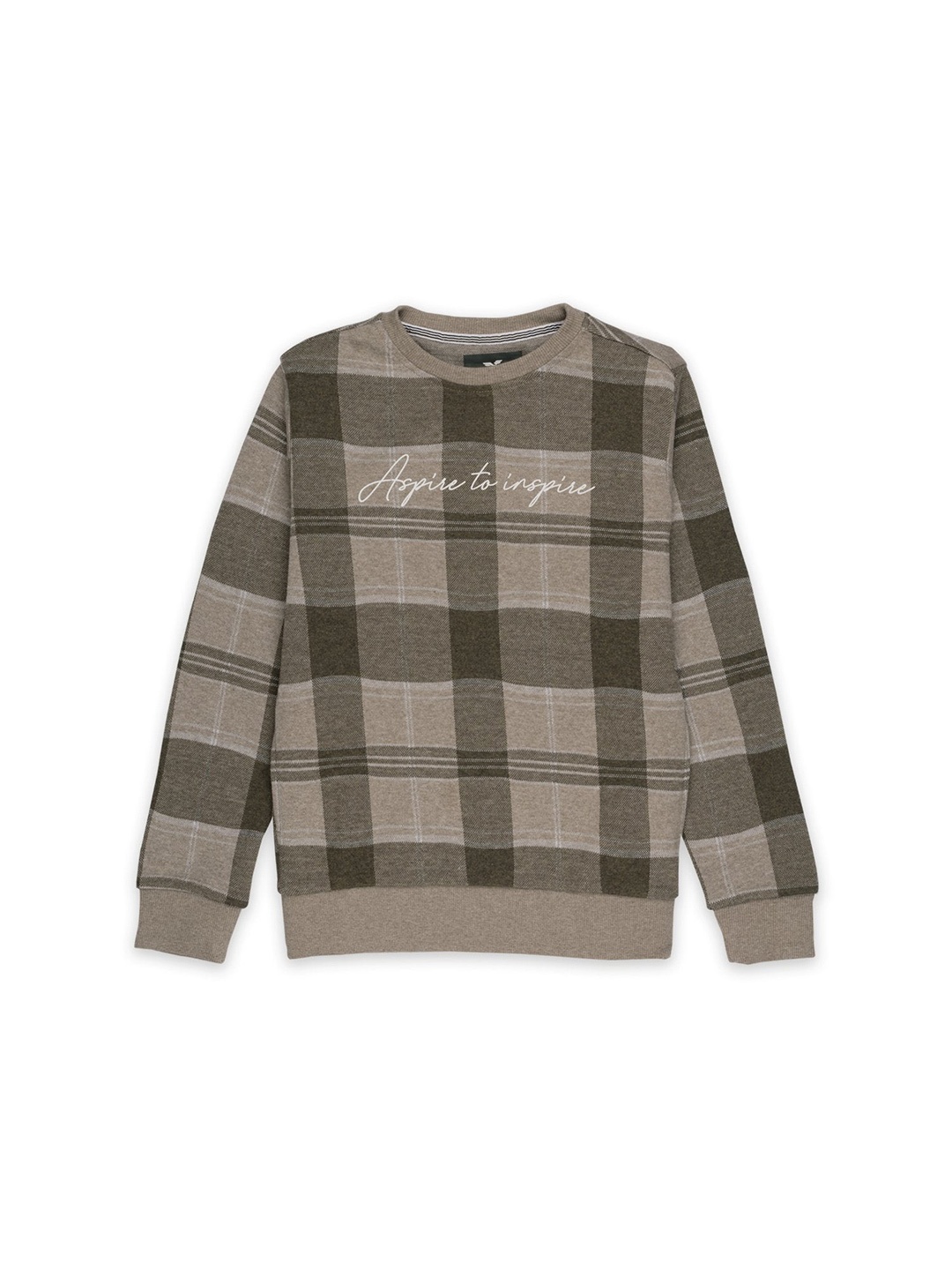 

Status Quo Boys Checked Cotton Pullover Sweatshirt, Beige