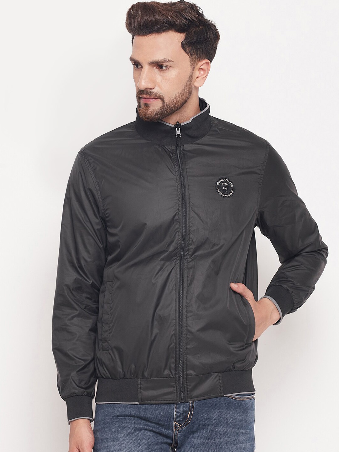 

Okane Men Plus Size Reversible Bomber Jacket, Charcoal