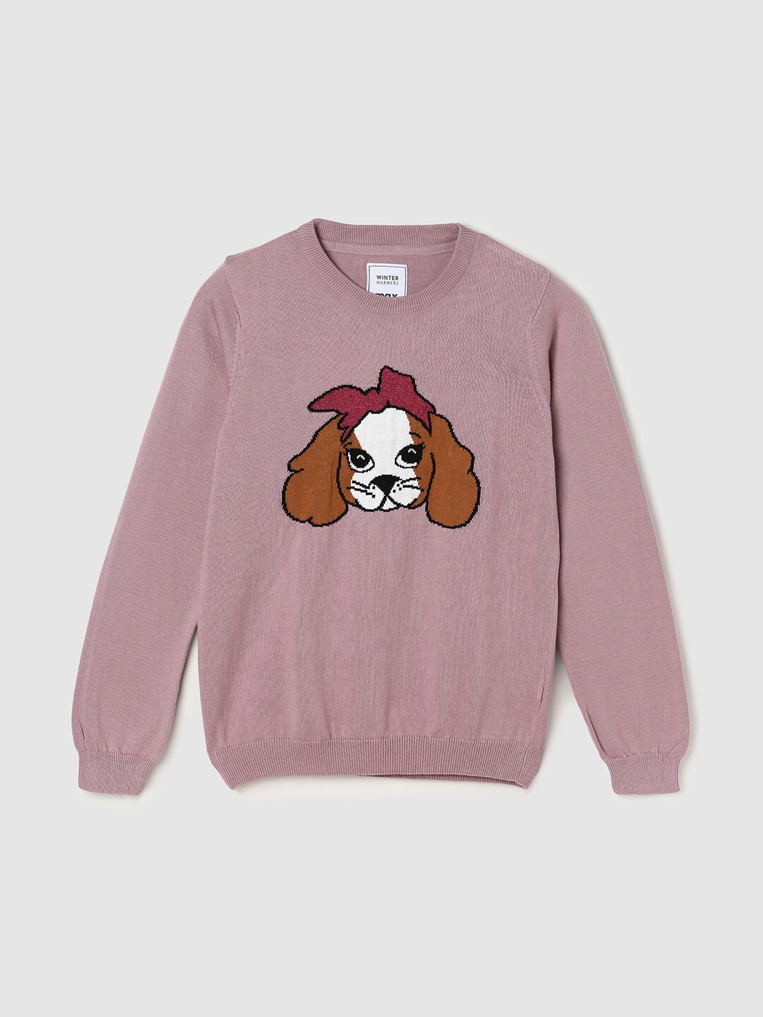 

max Girls Round Neck Acrylic Pullover, Mauve