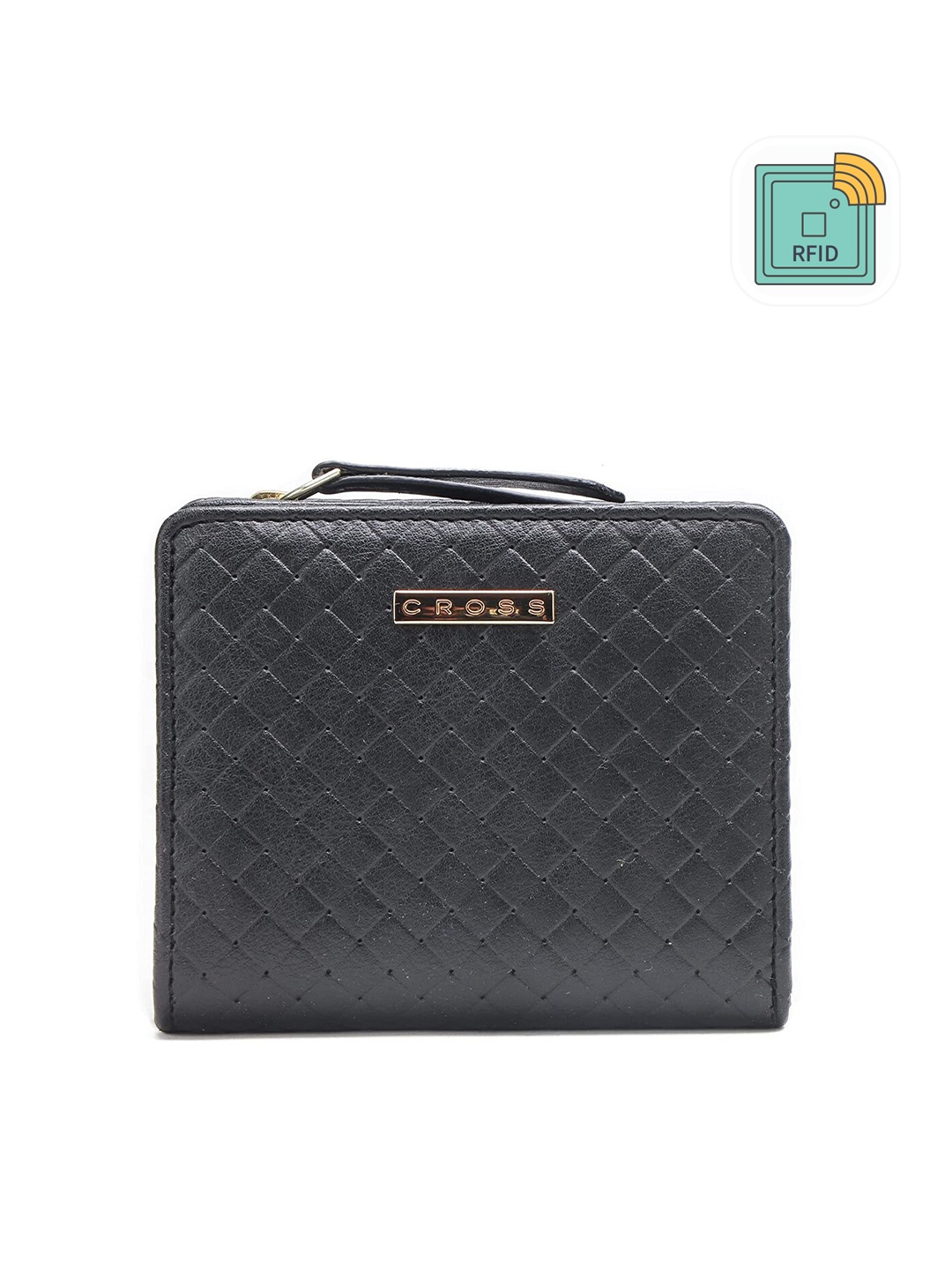 

Cross Men Geometric Textured Leather Two Fold Wallet, Black