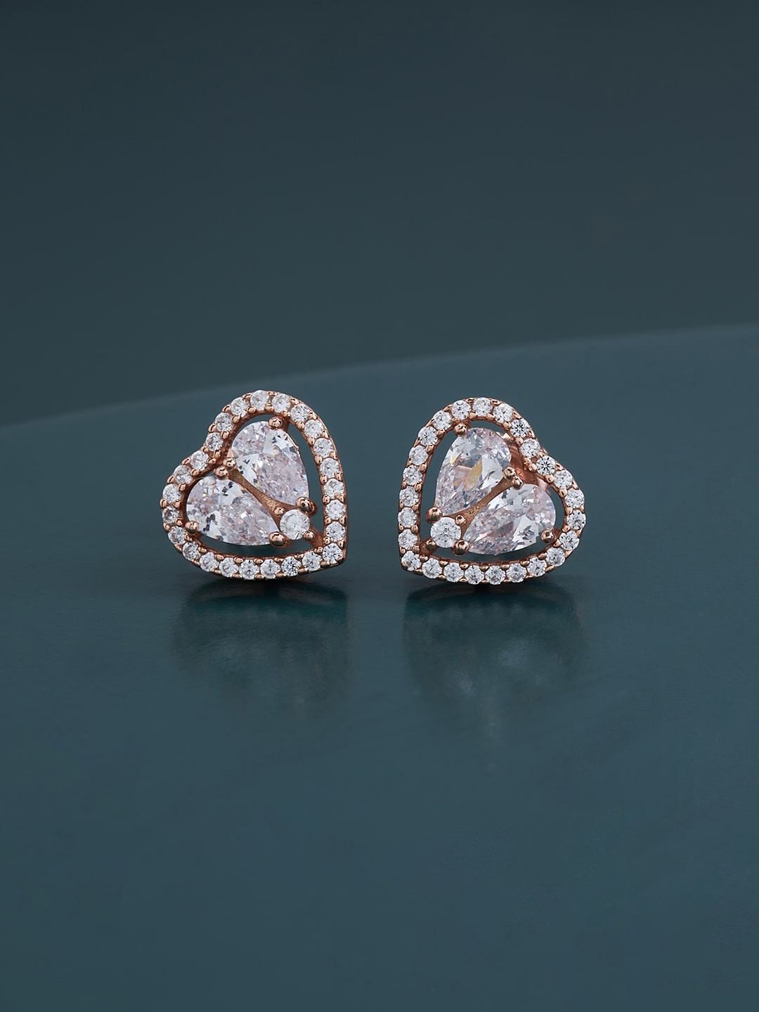 

Kushal's Fashion Jewellery Rose Gold-Plated Studs Earrings, White