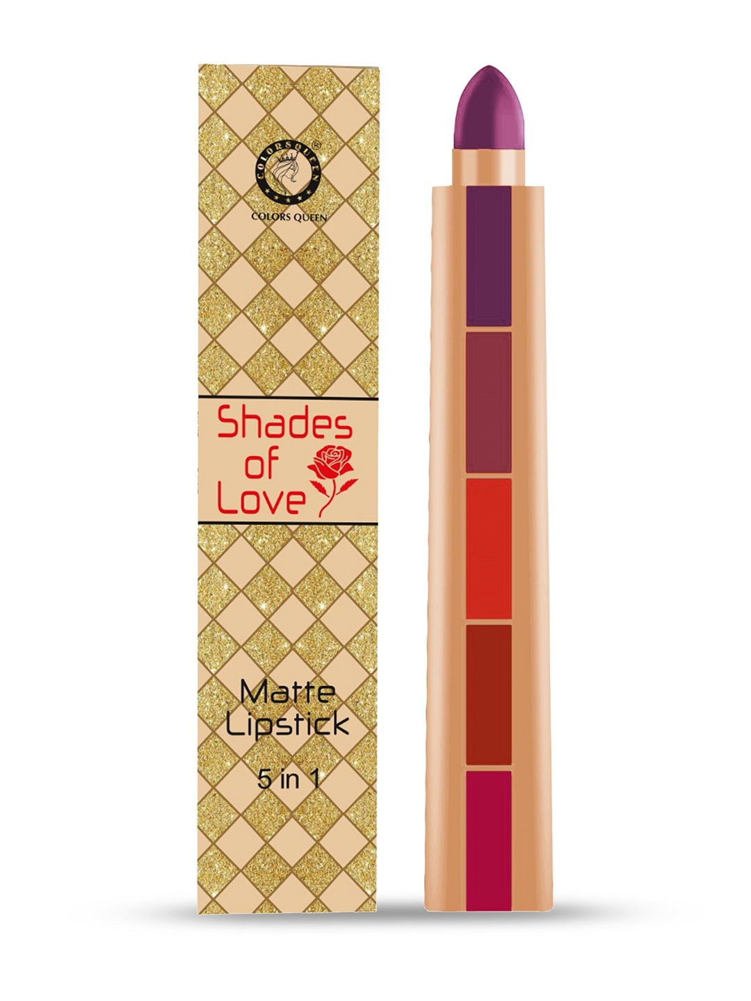 

Colors Queen Shades Of Love 5 in 1 Long Lasting & Waterproof Matte Lipstick 6gm - Shade 01, Red