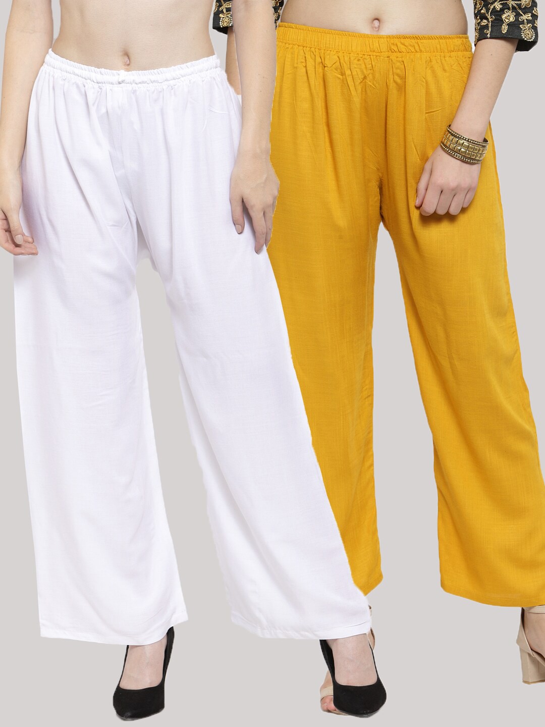 

Clora Creation Women Pack of 2 Palazzos, Yellow