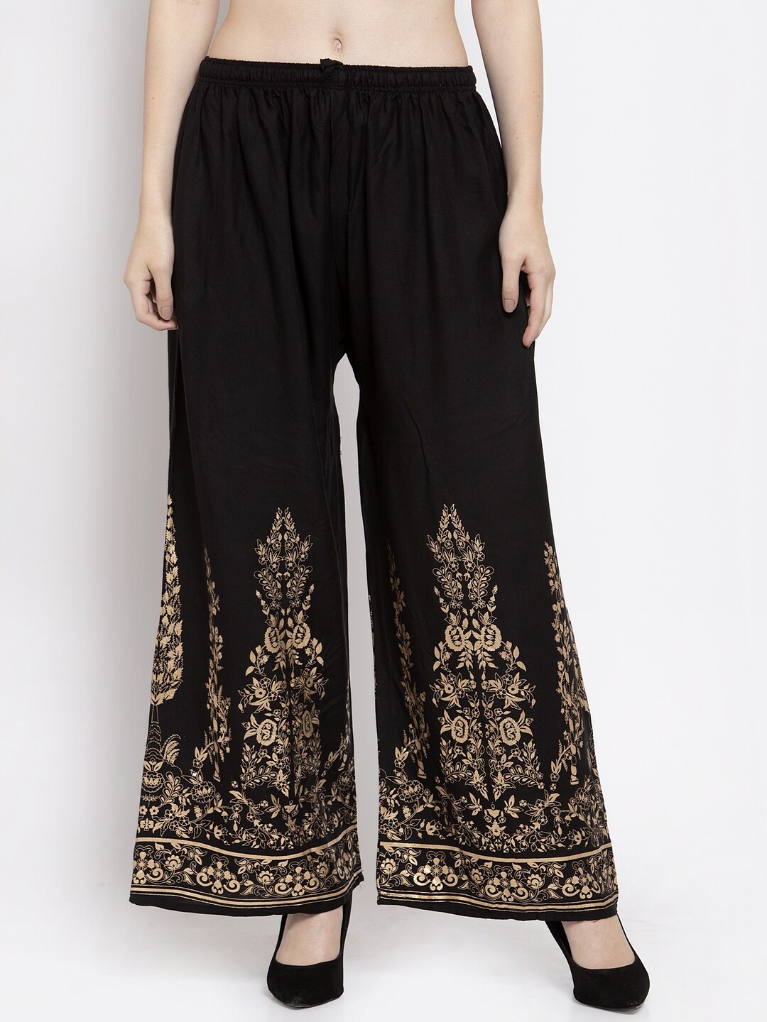 

Clora Creation Women Floral Printed Rayon Palazzos, Black