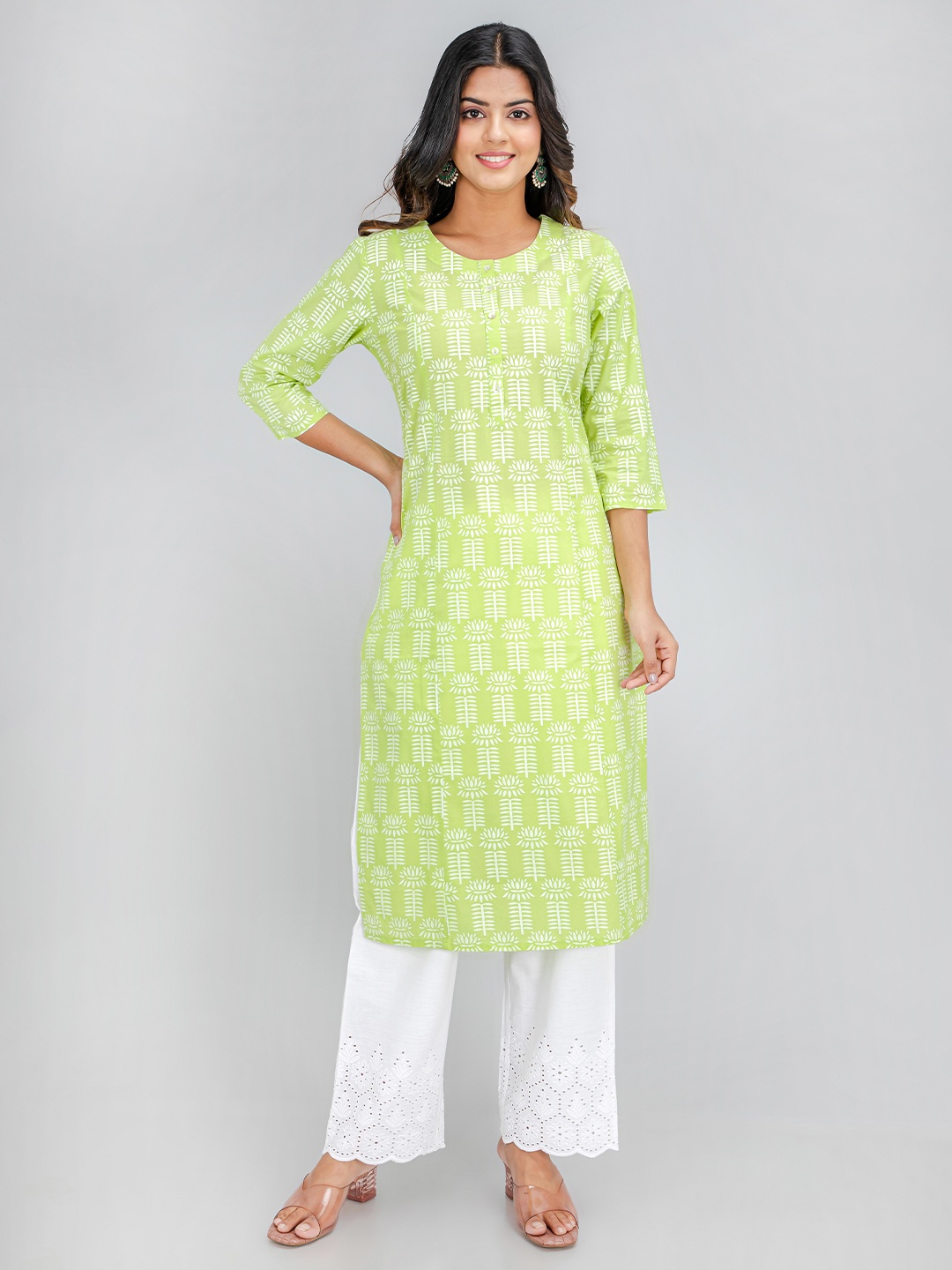 

SUTI Women Ethnic Motifs Printed Kurta, Lime green