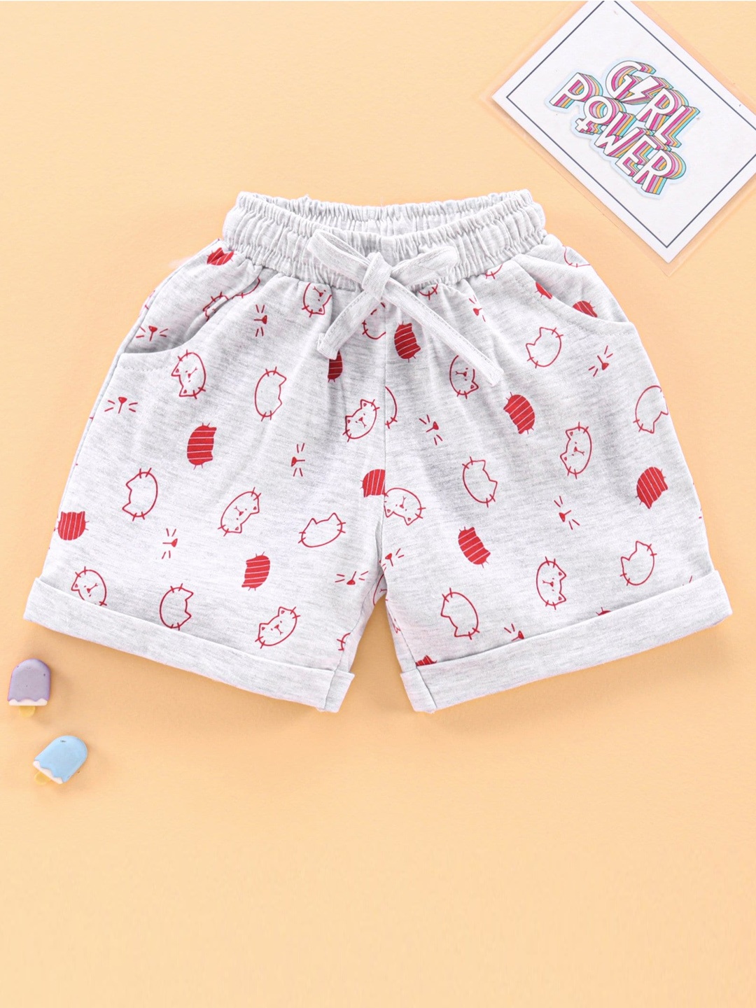 

Enfance Girls Conversational Printed Shorts, Red