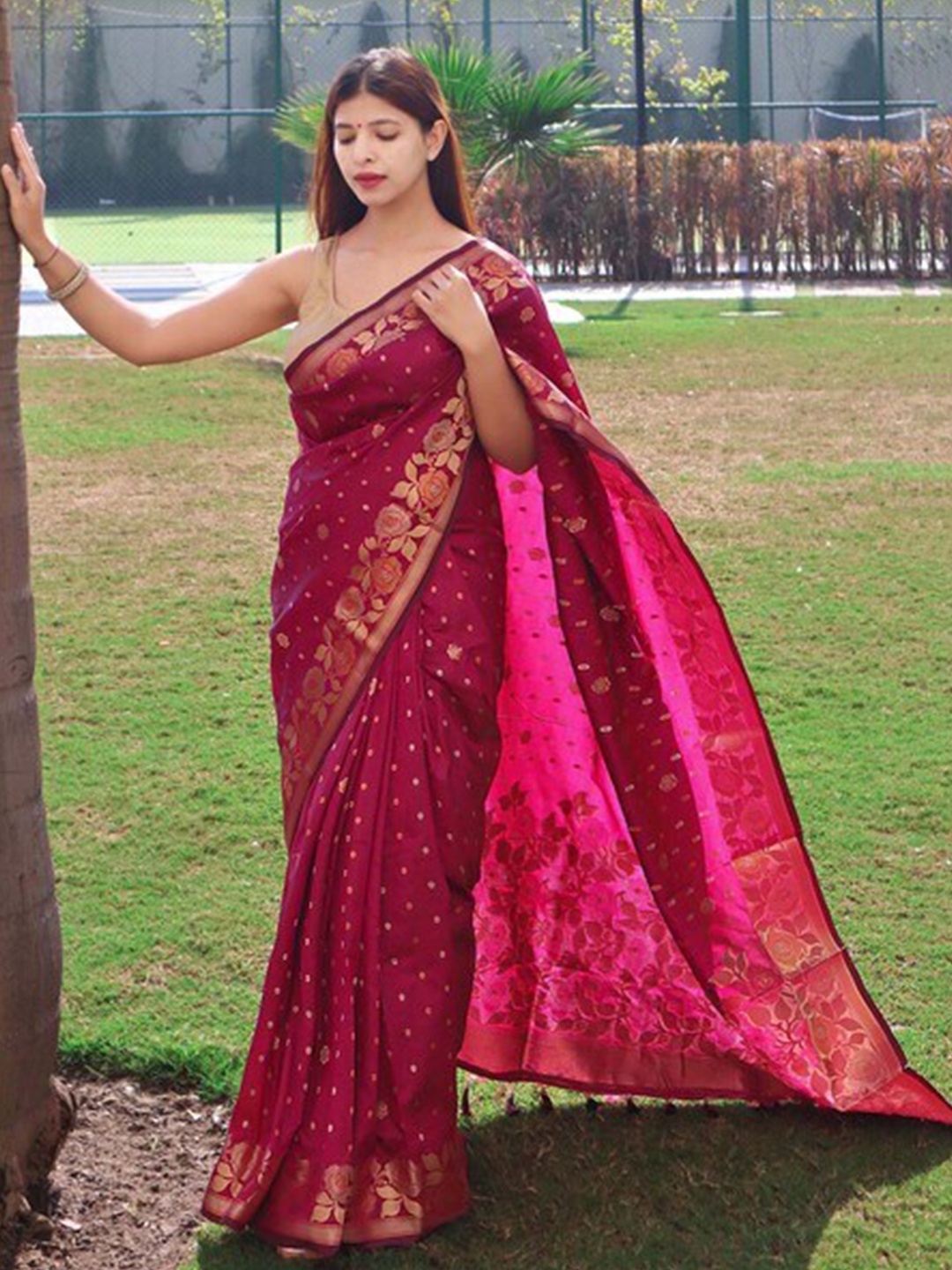 

Exclusiva Woven Design Zari Banarasi Saree, Pink