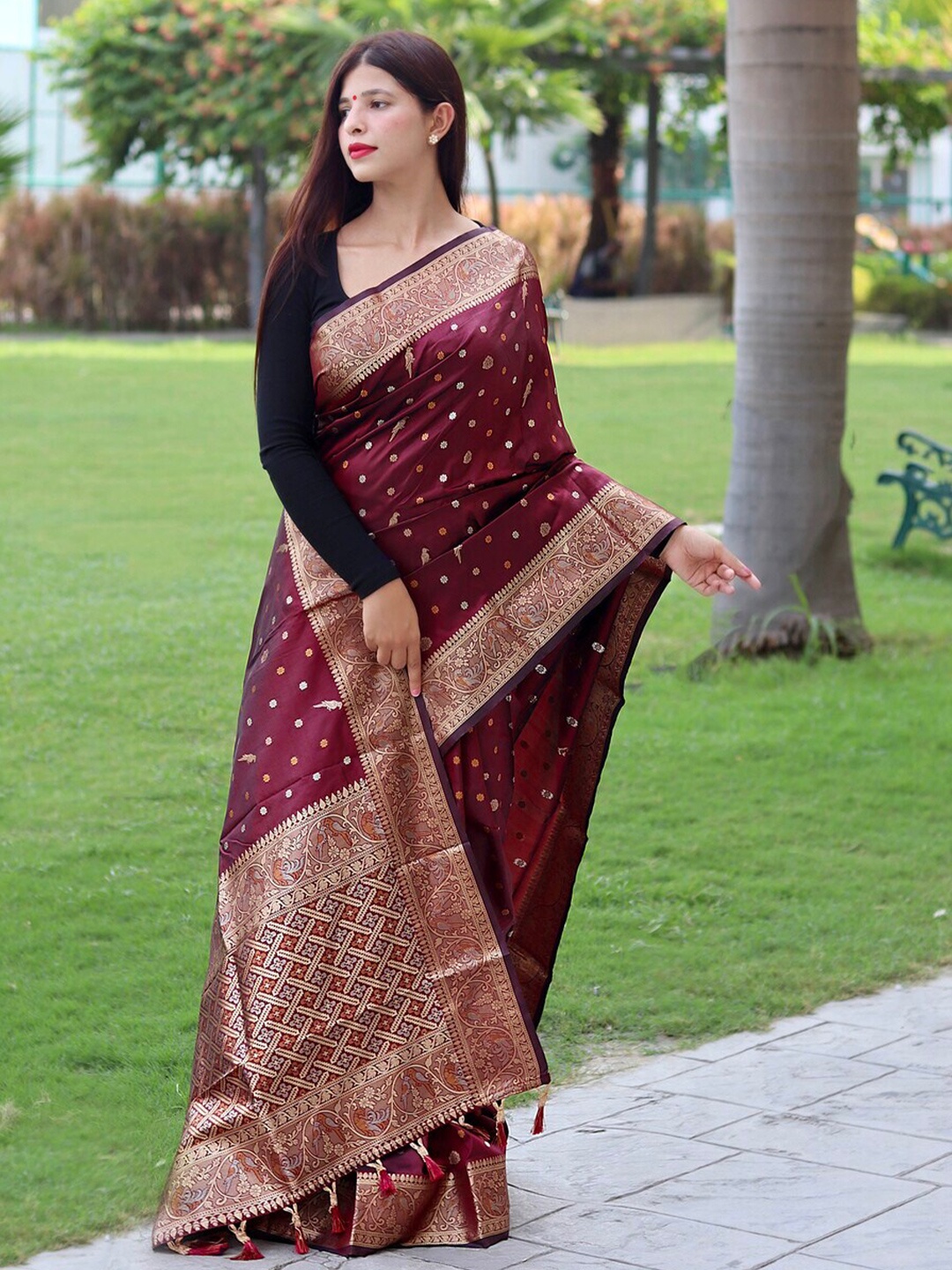 

Exclusiva Woven Design Zari Banarasi Saree, Maroon