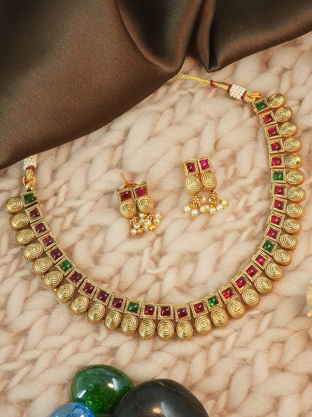 

GRIIHAM Gold-Plated CZ-Studded Jewellery Set