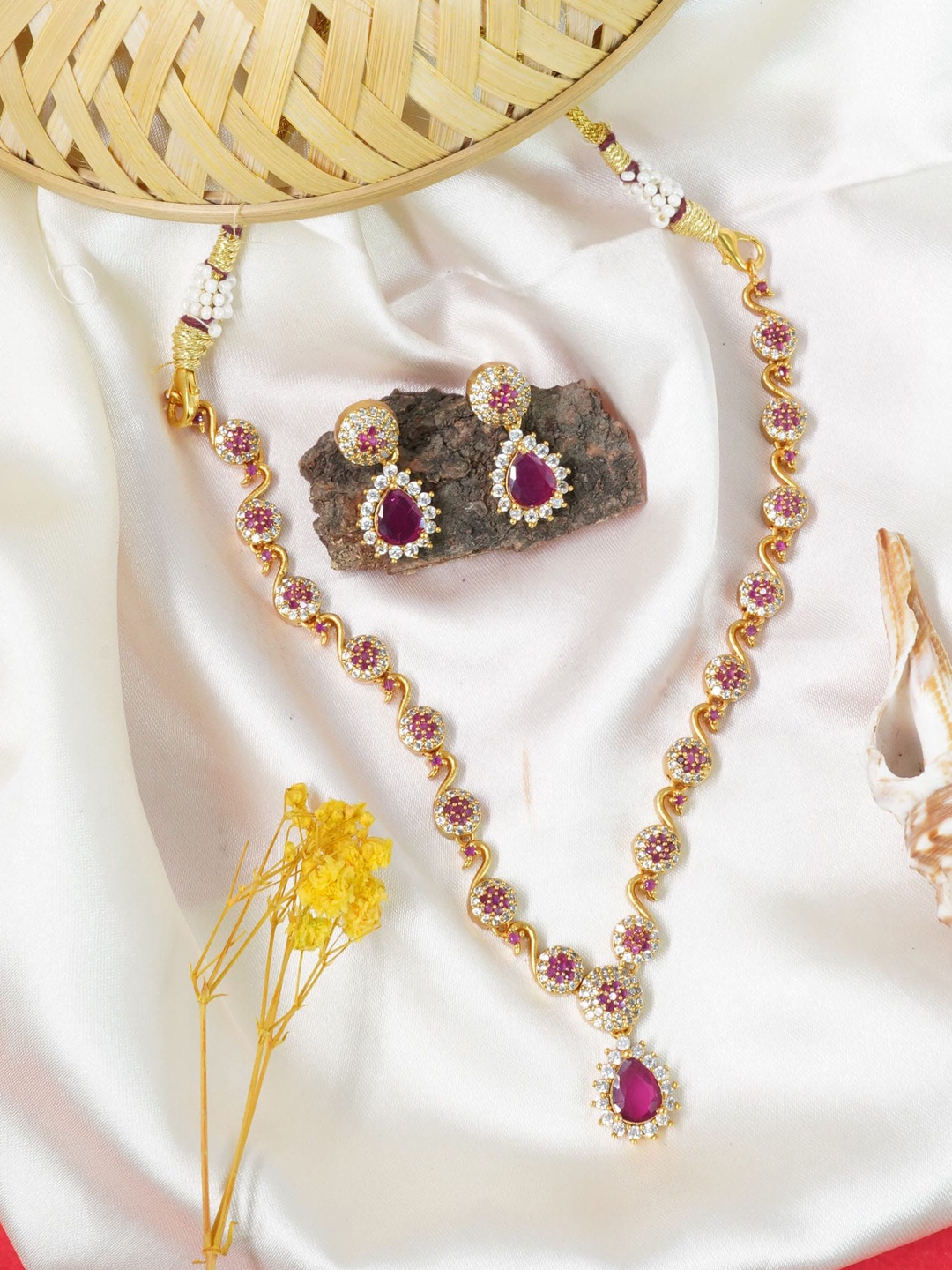 

GRIIHAM Gold-Plated CZ-Studded Jewellery Set