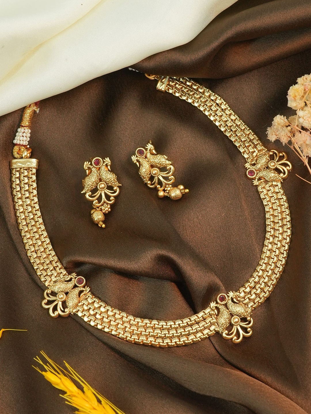 

GRIIHAM Gold-Plated CZ Studded Antique Premium Jewellery Set