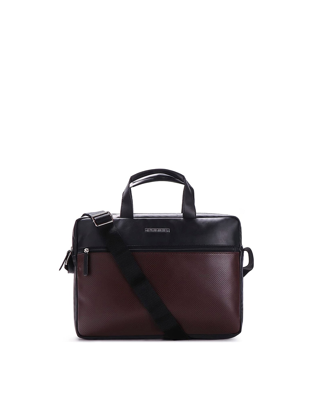 

Police Men Colourblocked PU Laptop Bag, Black