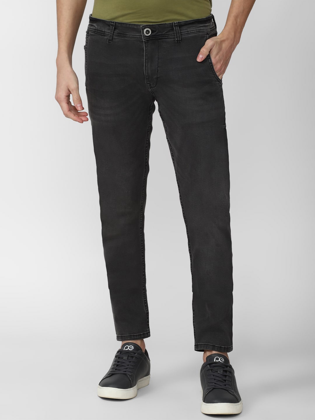 

Peter England Casuals Men Slim Fit Light Fade Cotton Jeans, Grey