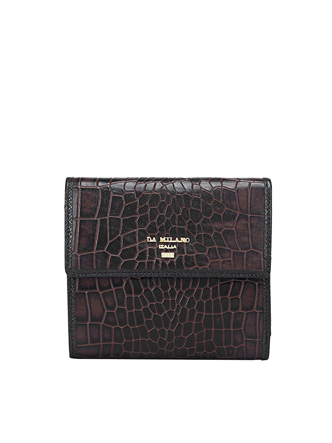 

Da Milano Women Textured Leather Three Fold Wallet, Brown