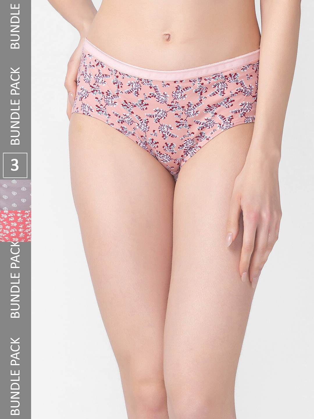 

Candyskin Women Pack of 3 Printed Cotton Hipster Briefs, Pink