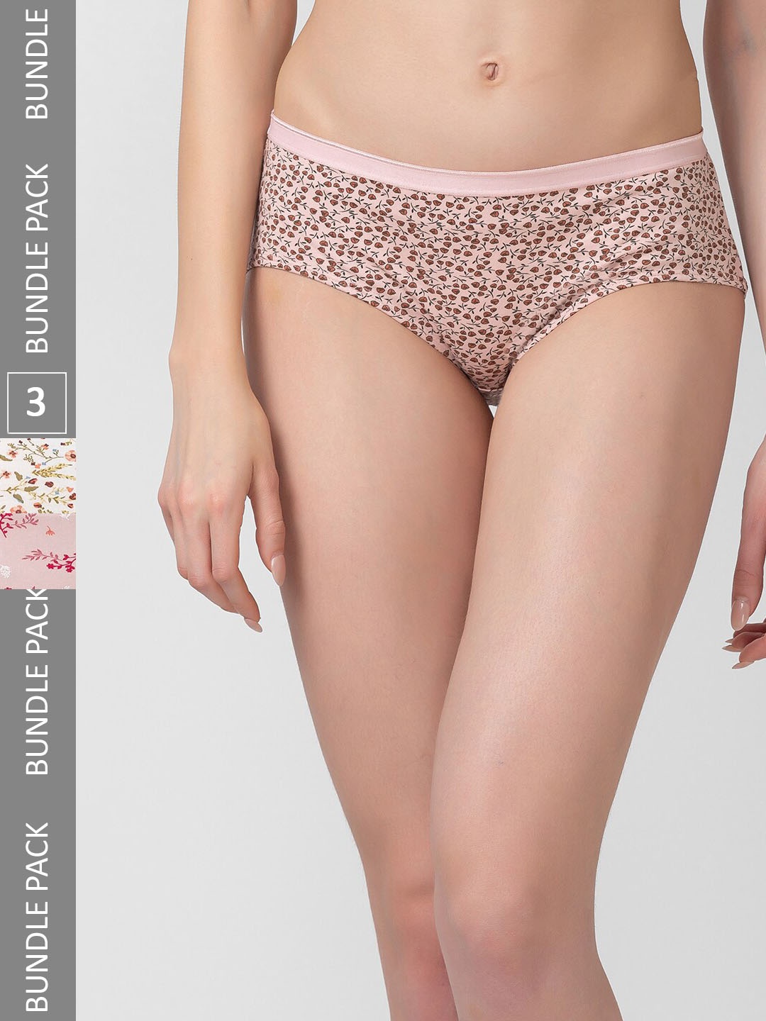 

Candyskin Women Pack of 3 Printed Cotton Anti Microbial Hipster Briefs, Pink